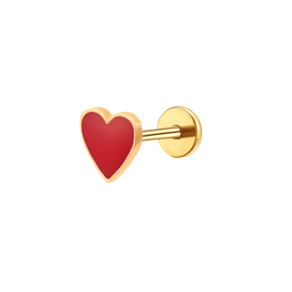 Red Heart Enamel Flat Back Stud