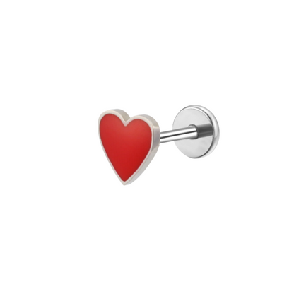 Red Heart Enamel Flat Back Stud