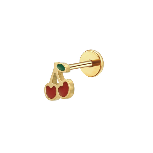 Cherry Enamel Flat Back Stud