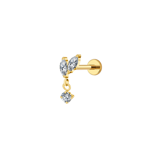 Double Marquise Dangle Flat Back Stud