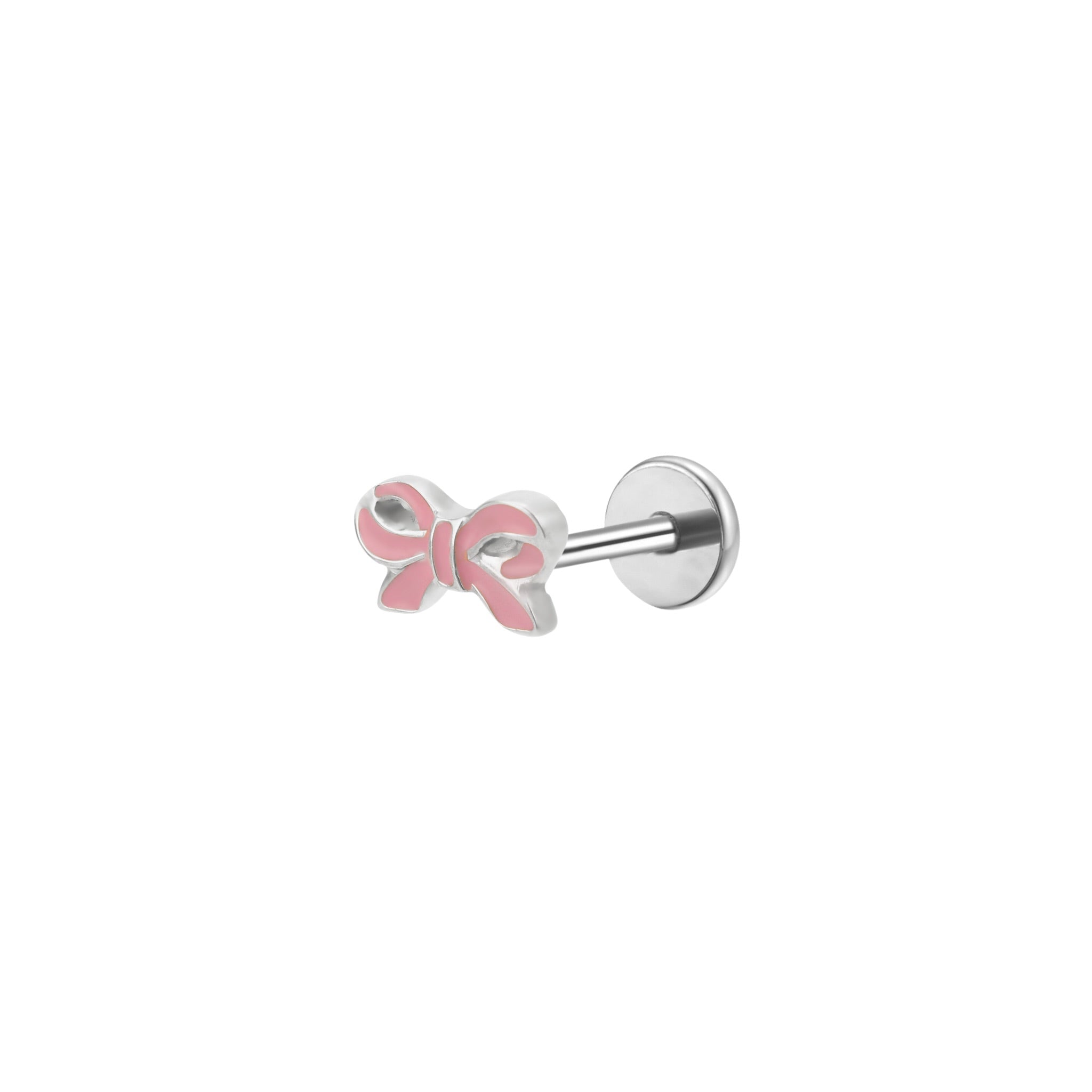 Pink Bow Enamel Flat Back Stud