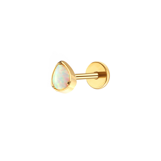 Opal Teardrop Flat Back Stud