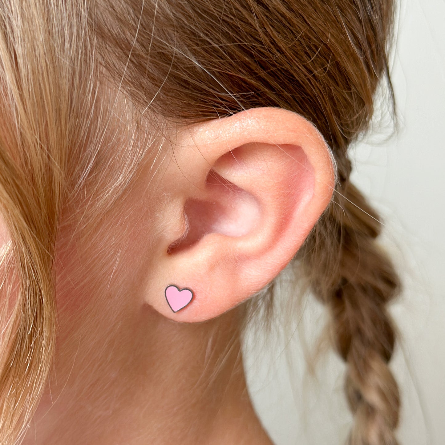 Pink Heart Enamel Flat Back Stud