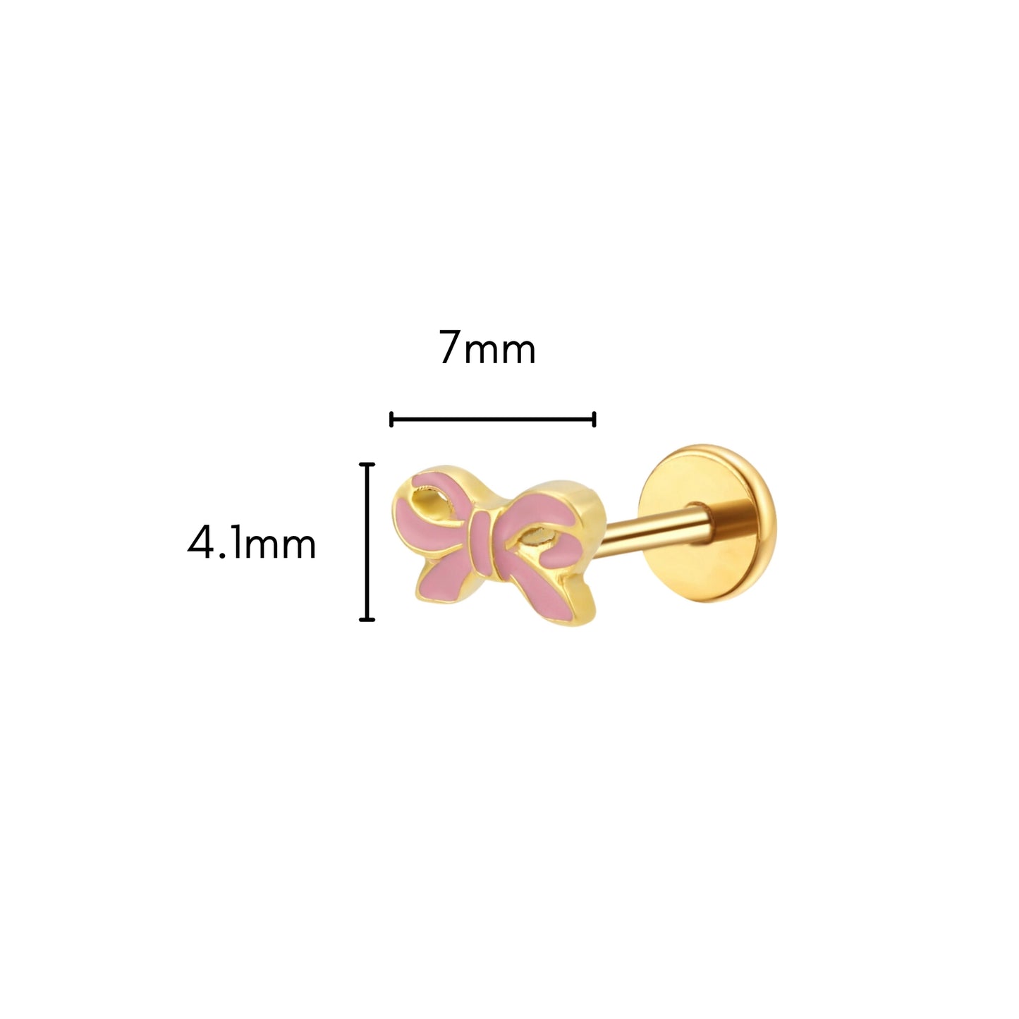 Pink Bow Enamel Flat Back Stud