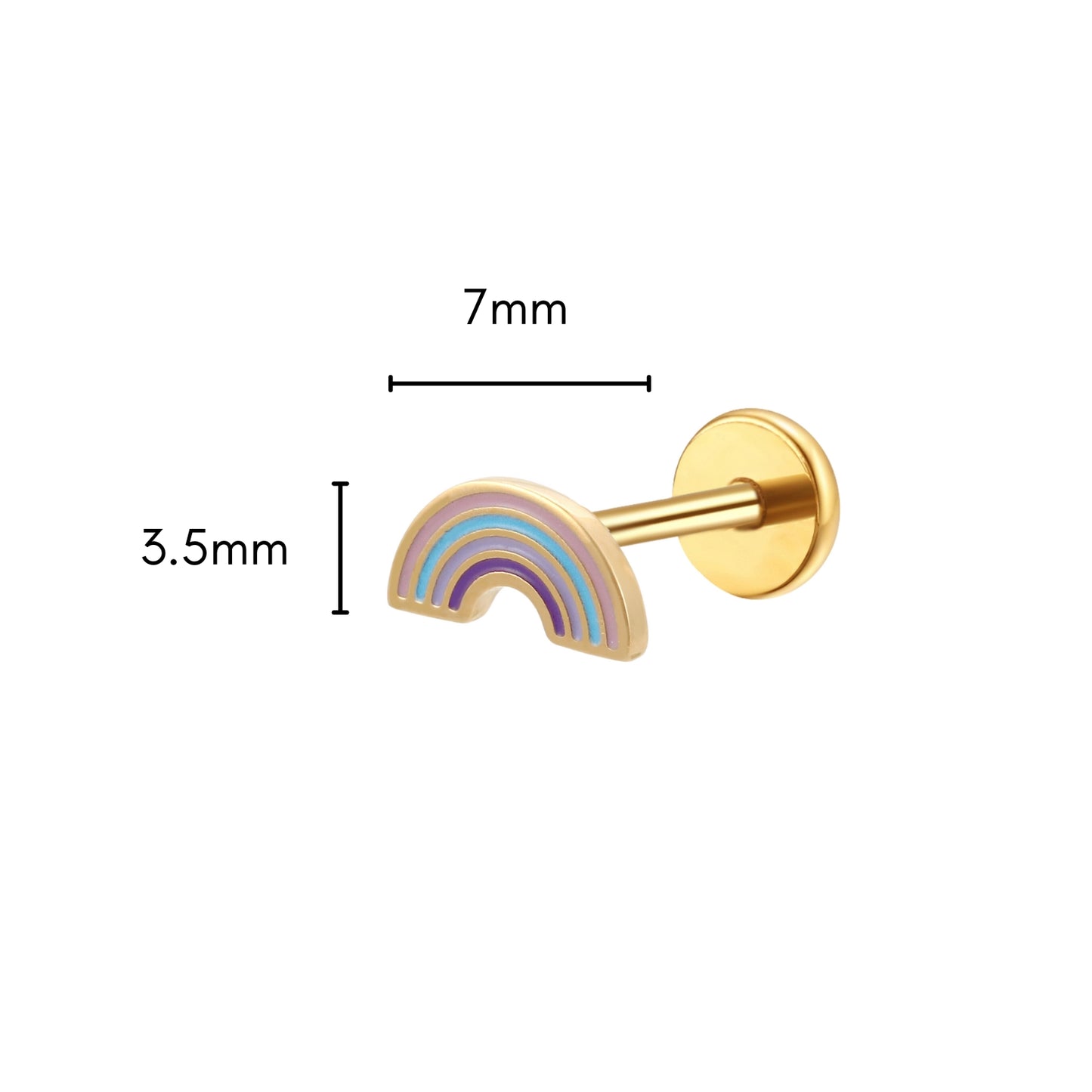 Rainbow Enamel Flat Back Stud