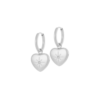 Sparkling Heart Charm Hoops