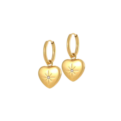 Sparkling Heart Charm Hoops